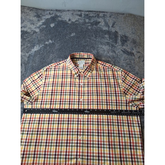 L.L. Bean Fall Plaid Button Up Shirt Mens L Multi Autumn Pumpkin Patch Festival - Picture 6 of 8